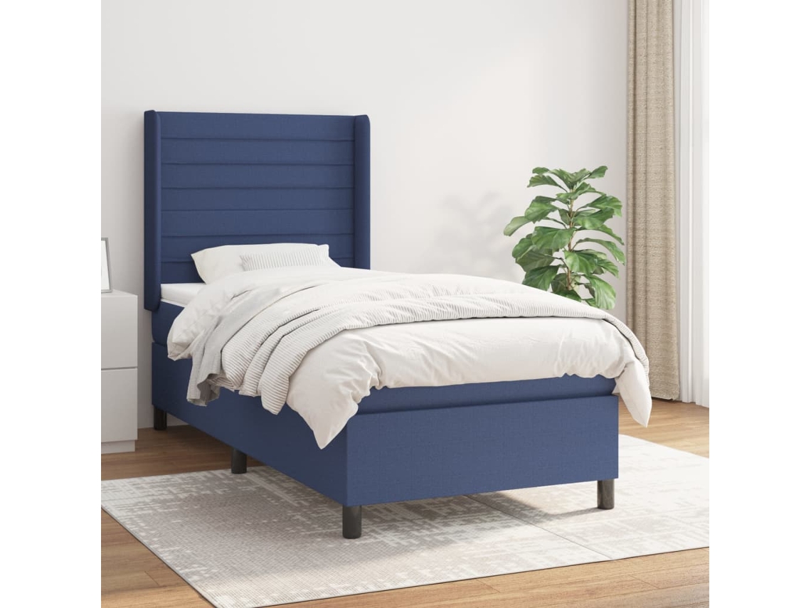 Vidaxl Cama com Molas/colchão 80x200 Cm Tecido Azul