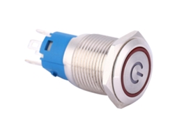 Botão Metal Auto resetável 16mm com Led Vermelho