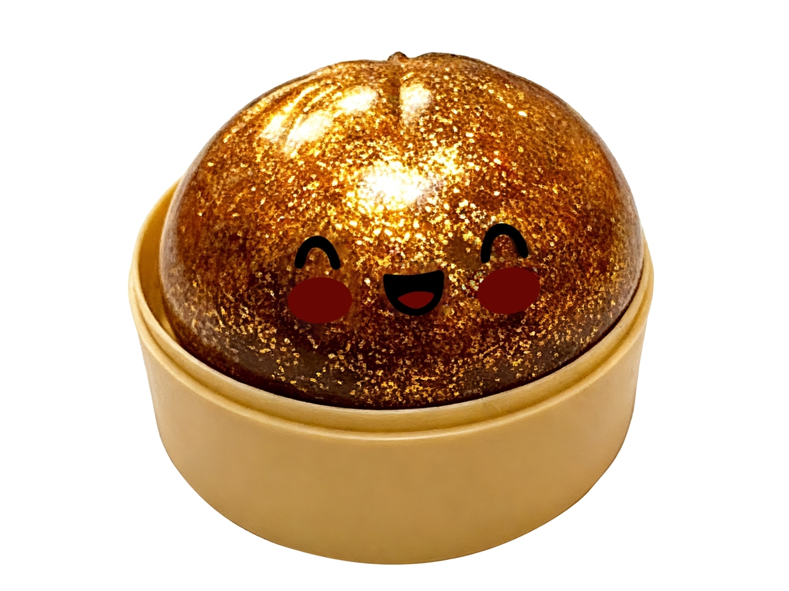 Brinquedo Relaxante LAXISCREED Bun Transparente com Acabamento Dourado, Anti stress