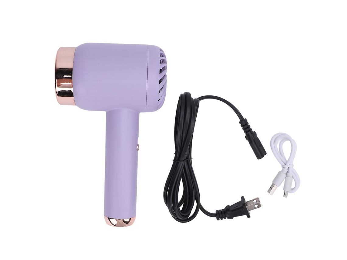 Secador de Cabelo Sem Fio Iônico Portátil com Ar Quente e Frio para Viagem e Casa Roxo