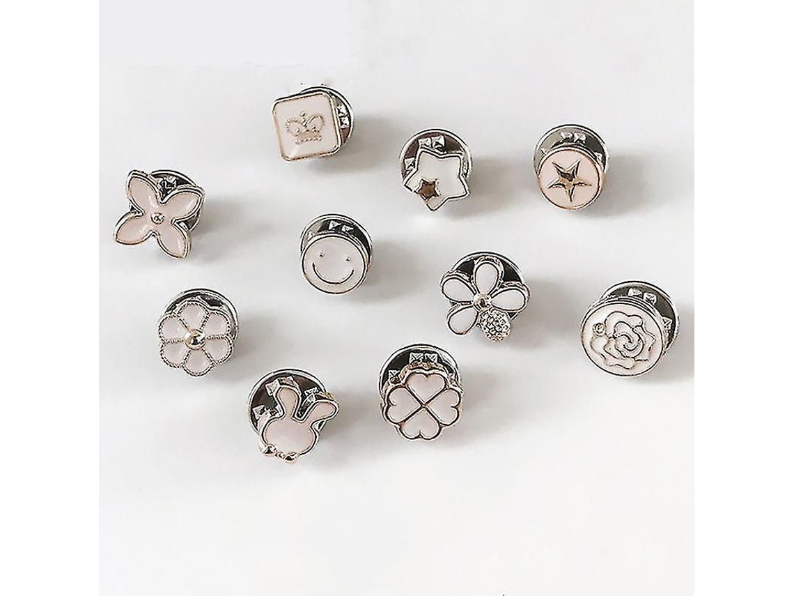 10 Broches Anti-iluminação Botões Para Decoração De Roupas, Ajustáveis E Detacháveis Perla Branca