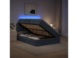 Vidaxl Cama De Armazenamento Led Com Colchão Cinzento-escuro