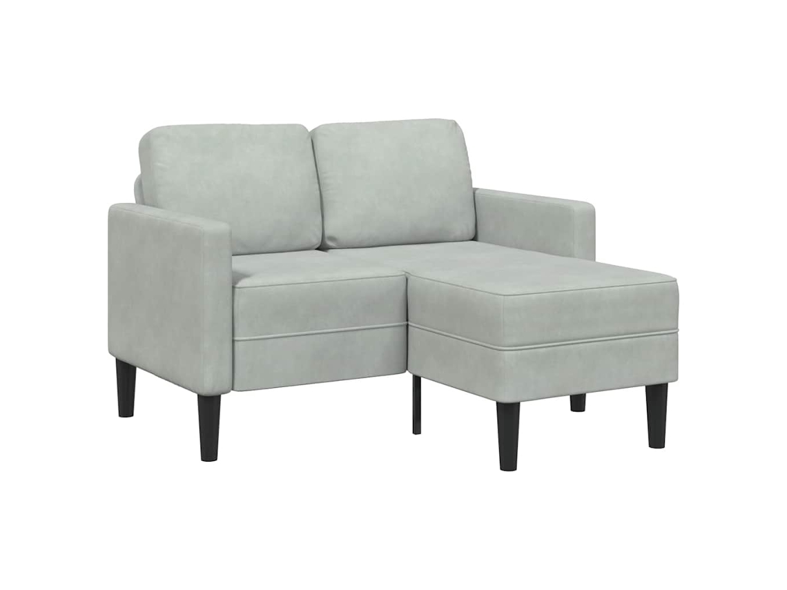 Vidaxl Sofá 2 Lugares Com Chaise Em L 125 Cm Veludo Cinzento-claro