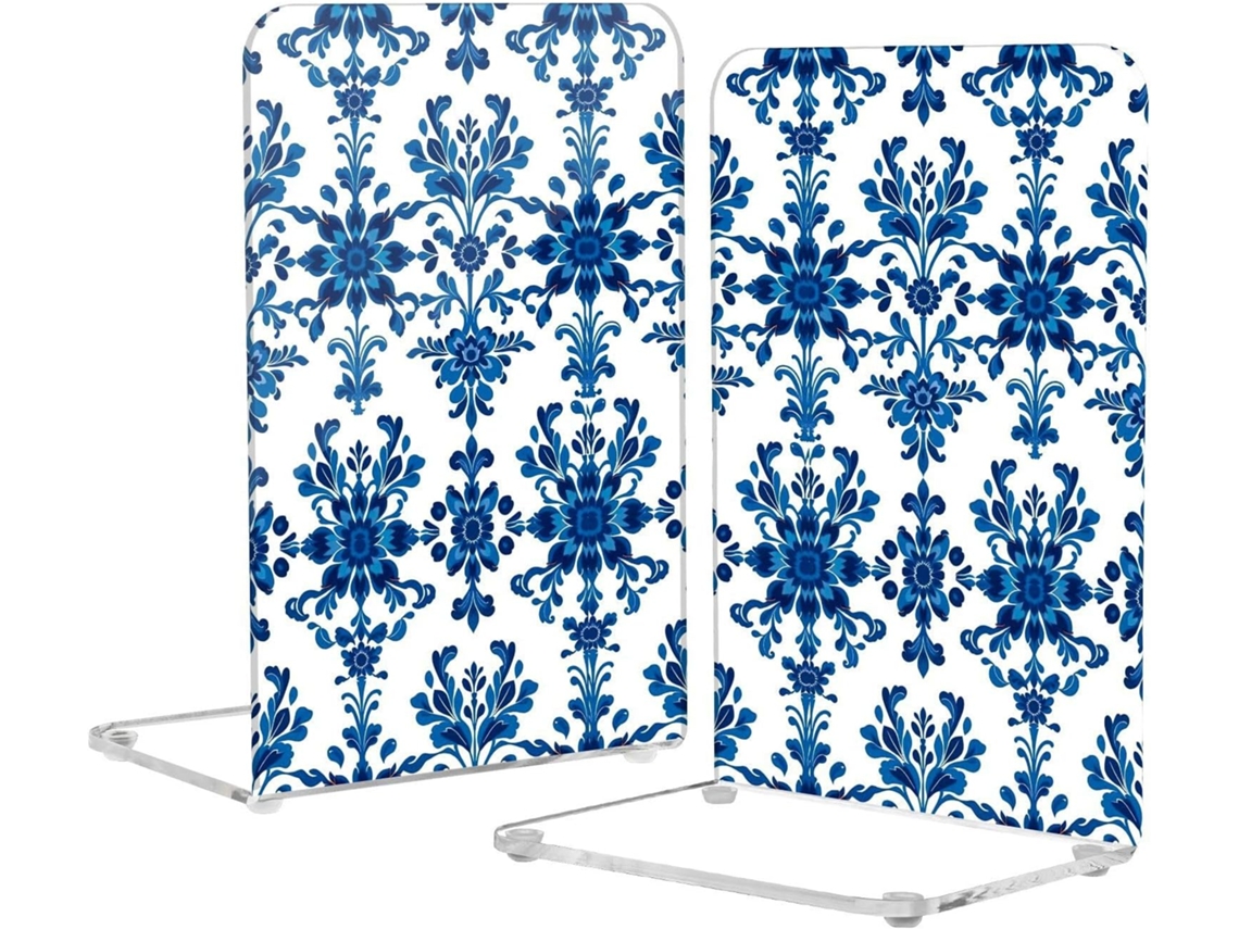 Suportes Para Livros Em Acrílico Azul Transparente Com Estampa Floral E Almofadas Antiderrapantes Organizador Computador