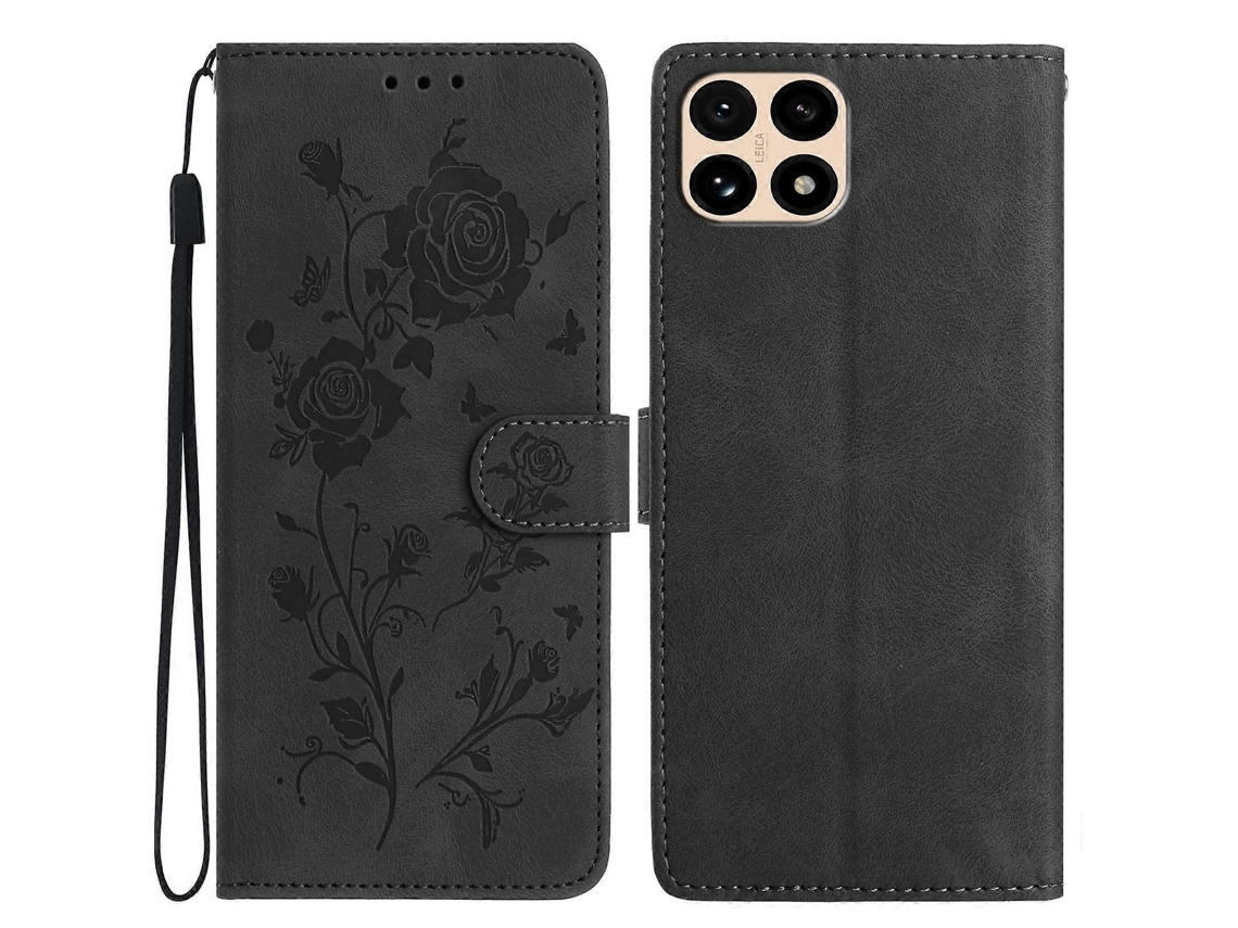 Capa De Celular Em Couro Com Estampa De Rosa Em Relevo Para Redmi 15t 5g