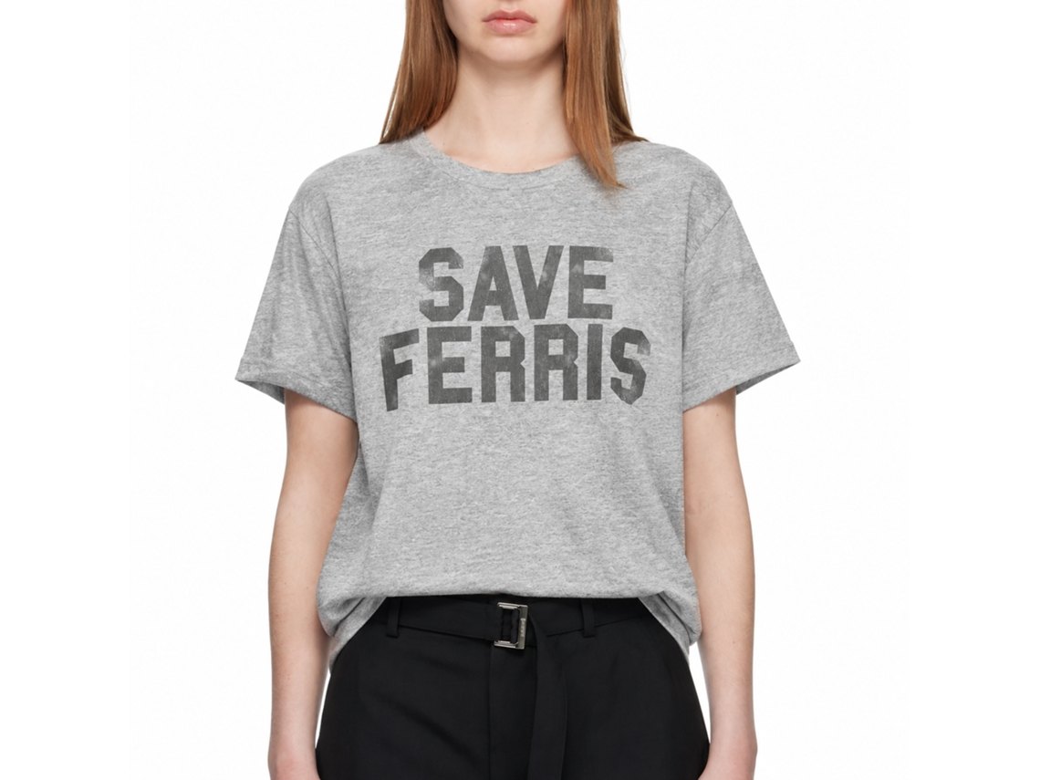Rockinstone Ferris Bueller's Day Off Save Ferris Penant Heather Gray Adult T-shirt Size:xl