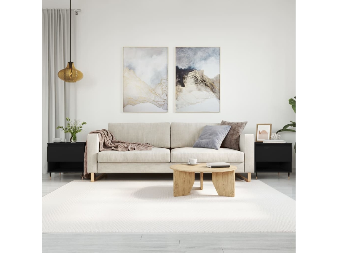 Vidaxl Mesas De Centro 2 Pcs 50x46x50 Cm Derivados De Madeira Preto
