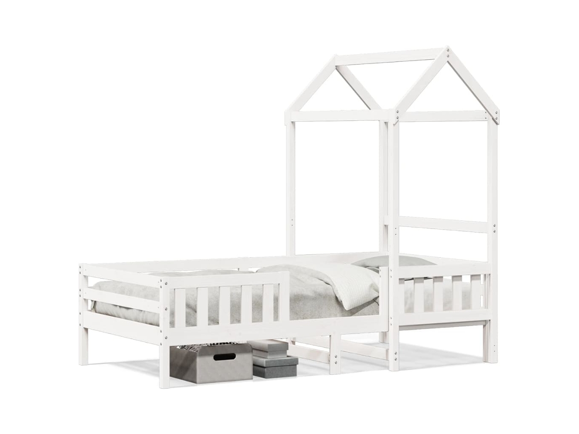 Estrutura de Cama com Telhado MAISON EXCLUSIVE em Pinho Maciço Branco 75x190 cm