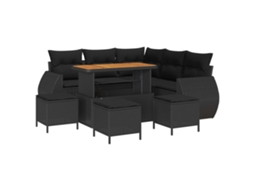 Conjunto 9 Móveis Para Exterior Vidaxl Preto Vime Pe (110 X 55 X 71 Cm)