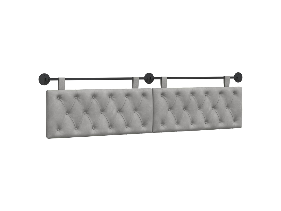 Conjunto 1 Cabeceira Moderna Vidaxl Cinzento-claro Veludo (210 X 55 X 7 Cm)