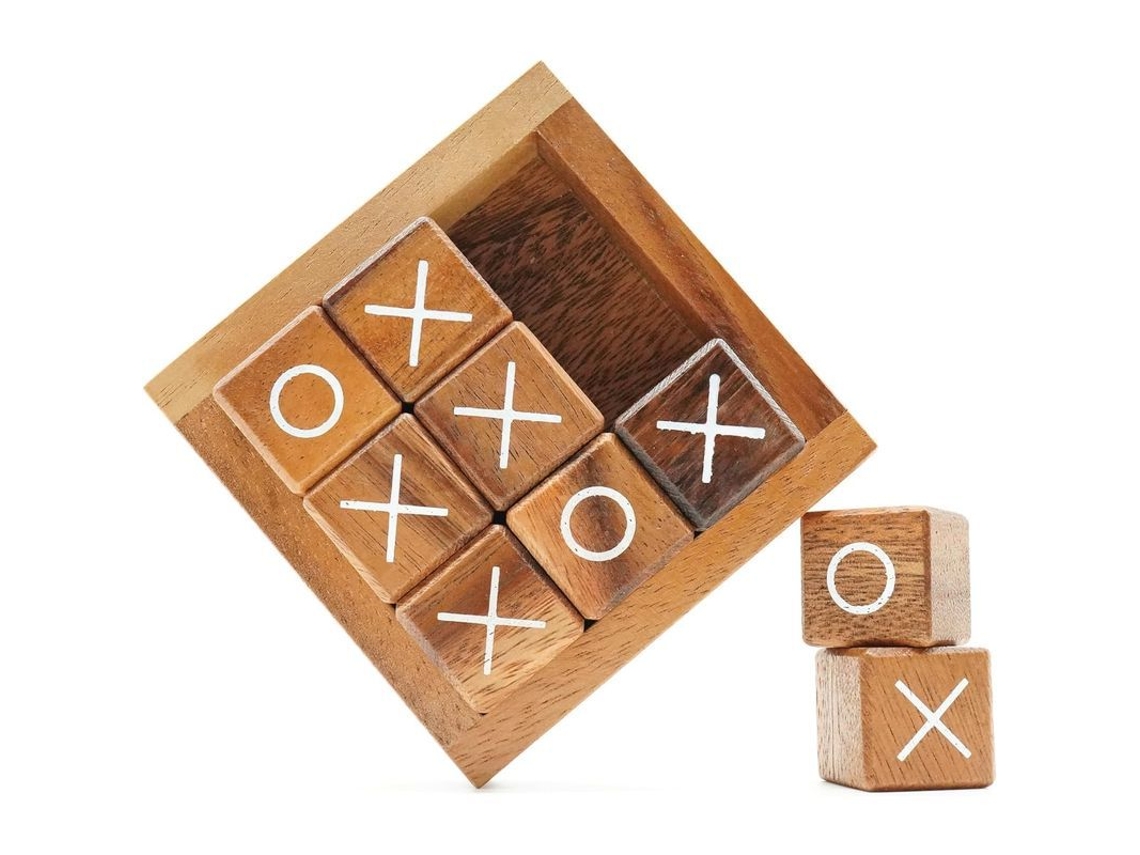 Jogo da Velha de Madeira, 11.5x11.5x3cm