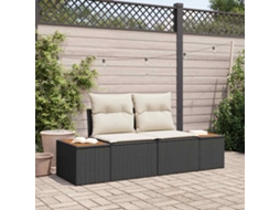 Vidaxl Sofá De Jardim Preto 184 X 62 X 85cm Vime Pe