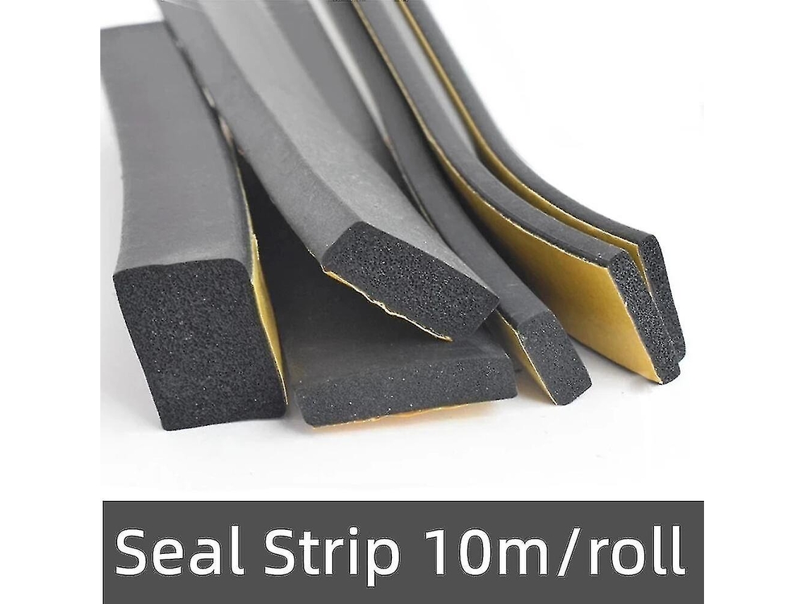 Tira de Sellado em Espuma Autoadesiva EPDM Negra, 3mm x 15mm x 10m, Isolante Acústico | S/MARCA