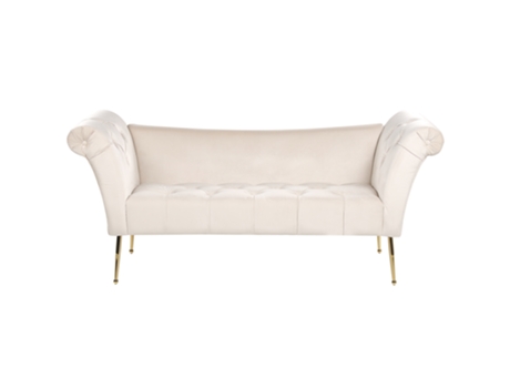 Chaise Longue de Terciopelo Color Crema Nantilly