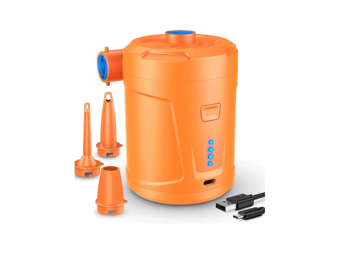 Bomba de Ar Elétrica com 3 Bicos, Bateria Recarregável Tipo de 5201mah, Camping, Colchões Infláveis, Barcos e Boias AQUAFORGE