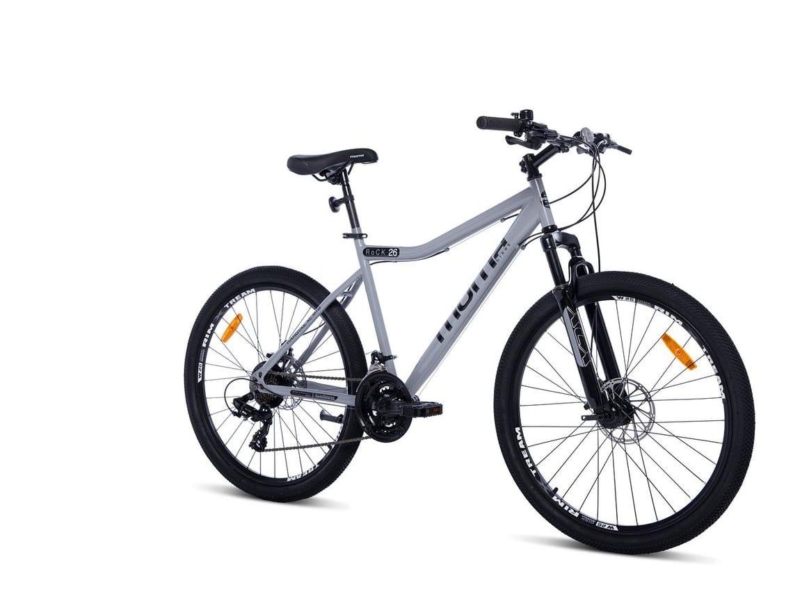 Bicicleta ROCK 26 Mountain Bike, 21 Velocidades Full SHIMANO, Freios a Disco, Garfo de Suspensão Dianteira