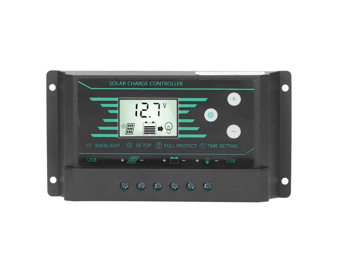 Regulador de Carga Solar PWM com Tela LCD e USB, 30a, 12v/24v
