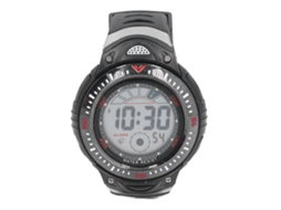 Relógio esportivo militar digital masculino preto à prova d'água com LED e cronômetro.