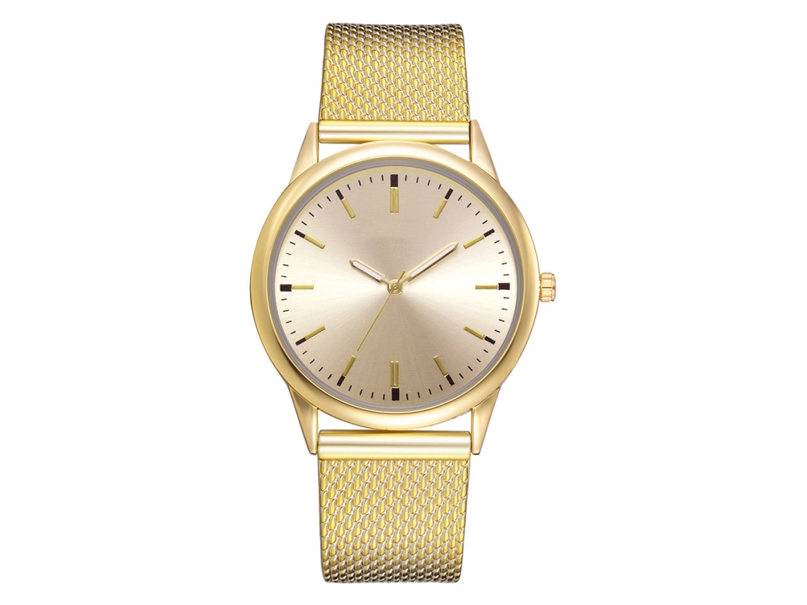 Relógio Feminino Casual de Pulso com Pulseira de Silicone Quartzo Estilo Simples Dourado