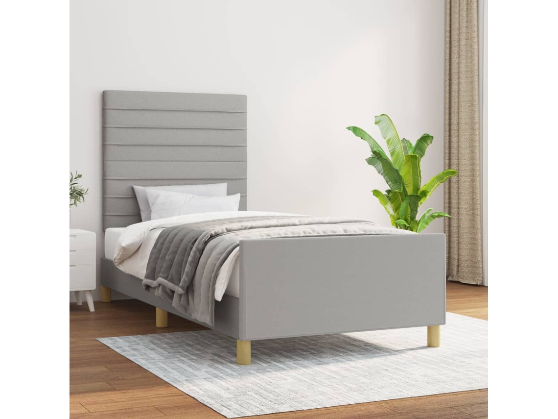 Vidaxl Estrutura De Cama Sem Colchão 80x200 Cm Tecido Cinzento-claro