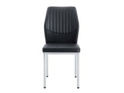 Conjunto de 4 Cadeiras Elegantes para Jantar em Pu Preto e Pés de Metal Prateado,ideal para Ambientes Luxuosos e Modernos PAPRIKA
