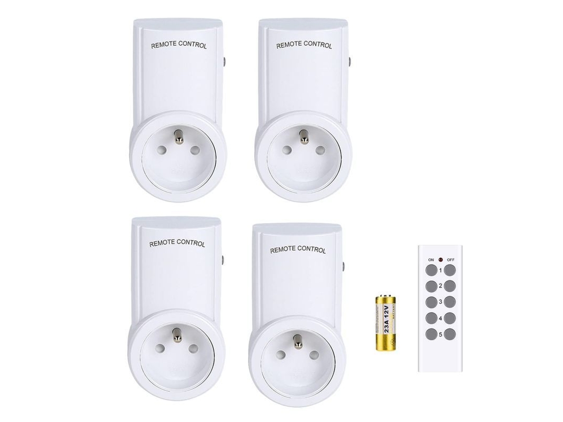 Conjunto De 4 Tomadas Com Controle Remoto Sem Fio, Inteligente Programável, Automação Residencial