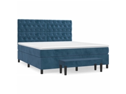 Box Spring Bed, Box Spring Beds Vidaxl Azul Veludo (160 X 200 Cm)