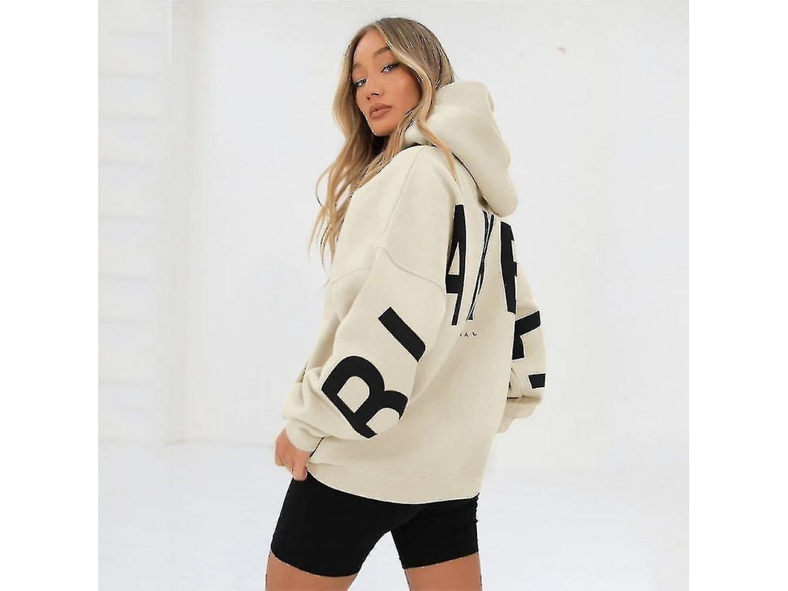 2026 moletom Blakely Oversized com Manga Larga Solta para Mulher, Moda Casual, Primavera outono, Poliéster