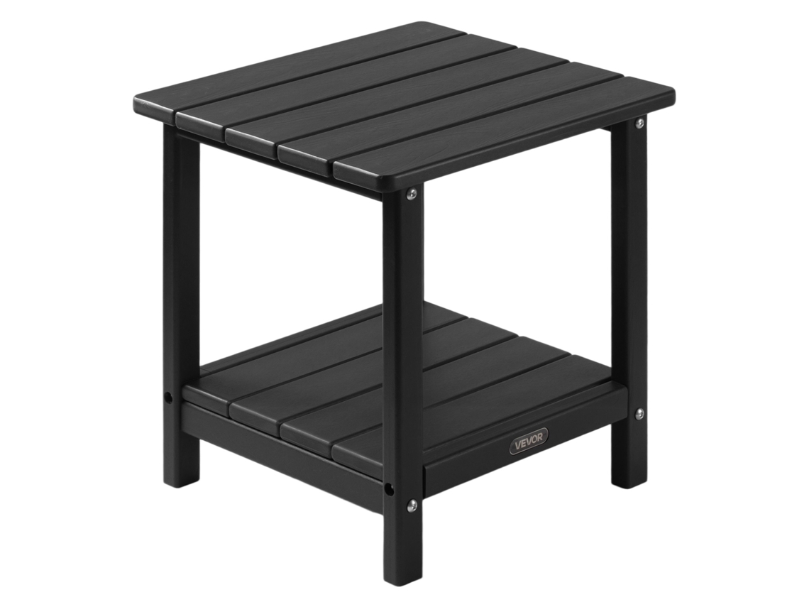 Mesa lateral para área externa Vevor de 2 andares em HDPE, 45 x 38 x 44 cm, mesa de jardim, preta