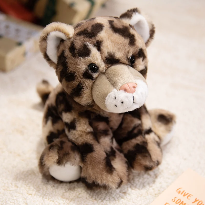 (leopardo Aprox. 23cm) Brinquedo De Pelúcia Realista De Animal Da Selva Com 23cm, Simulando Um Animal Da Floresta.