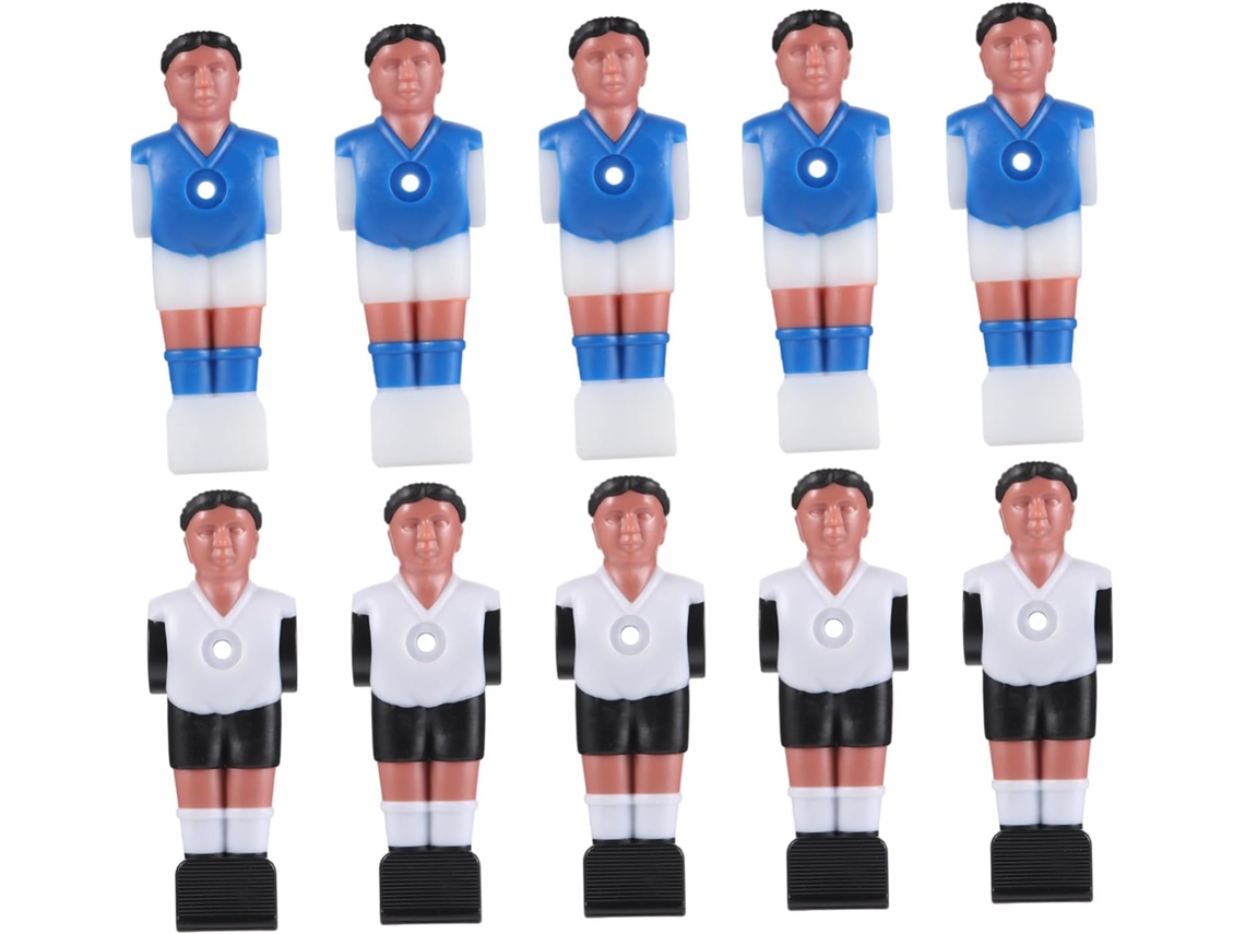Conjunto De 10 Jogadores De Pebolim Nas Cores Preto, Branco E Azul, Acessórios De Plástico Resistente.