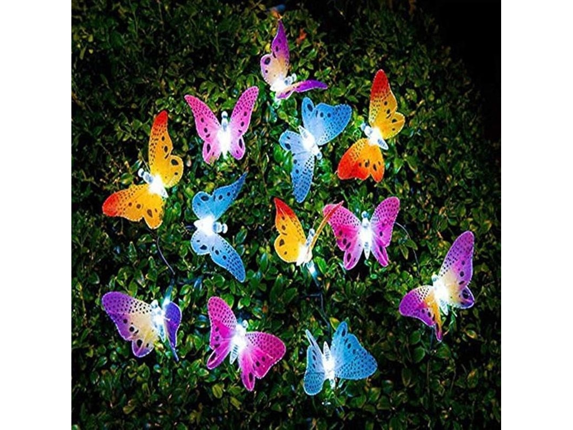Luces De Fada Borboleta Exterior Solar Led Impermeável 4 Metros 12 Luces Jardim Festa