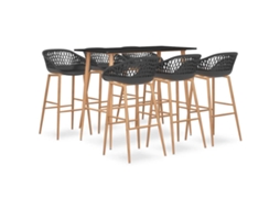 Vidaxl 7 Pcs Conjunto De Bar Preto E Cinzento
