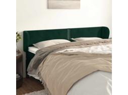Cabeceira De Cama | Painel De Cama C/ Abas Veludo 203x23x78/88cm Verde-escuro