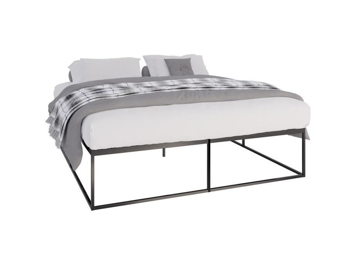 Estrutura De Cama Scala Com Estrado De Ripas Em Metal Capacidade De Carga 320 Kg, Preto - 200x180x46 Cm