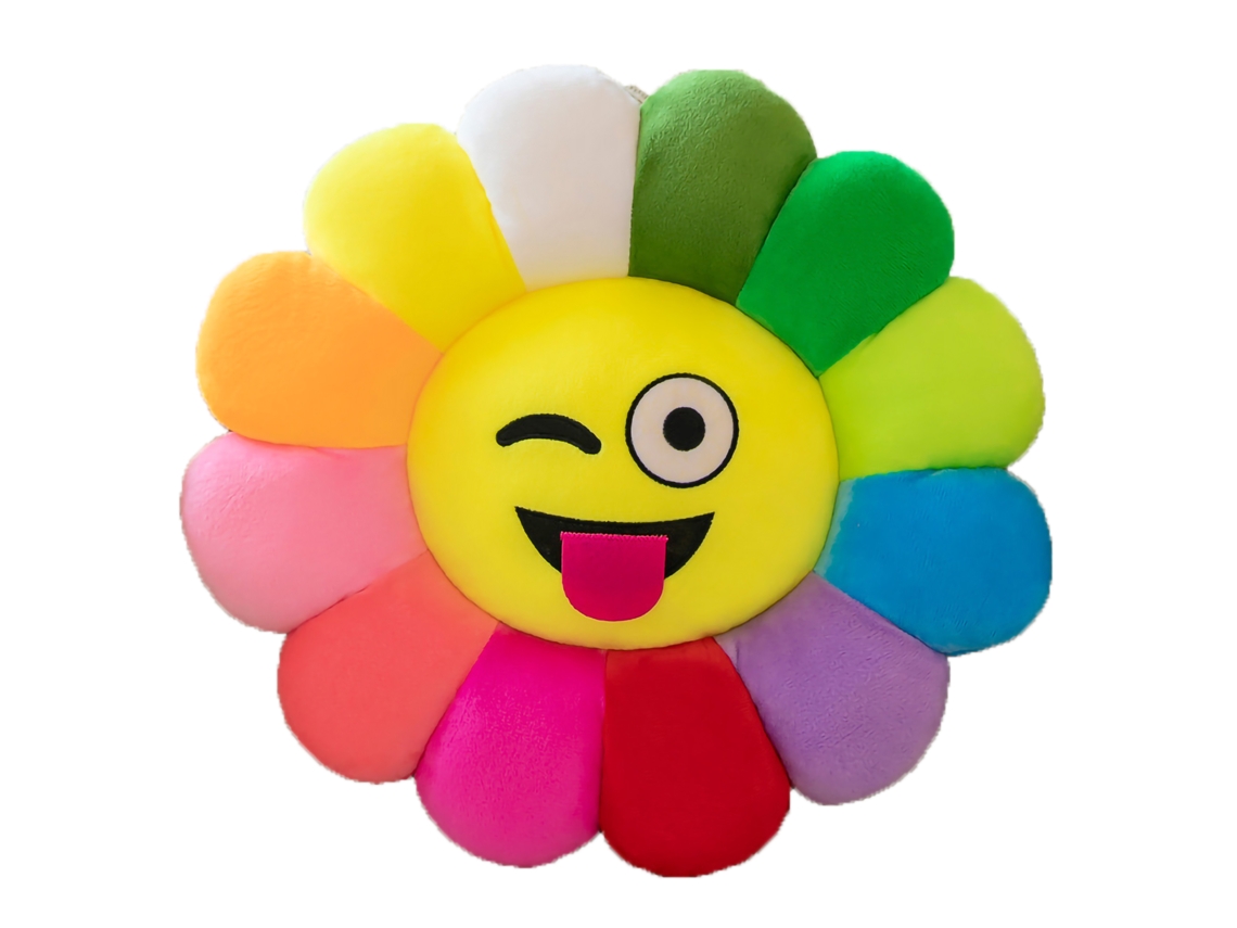 Almofada De Girassol Colorido Com Expressão Desenhos Animados Para Sofá E Escritório