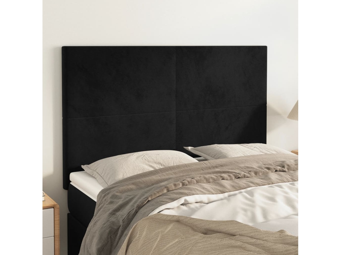 Vidaxl Cabeceira Preta 144x5x118/128 Cm Veludo