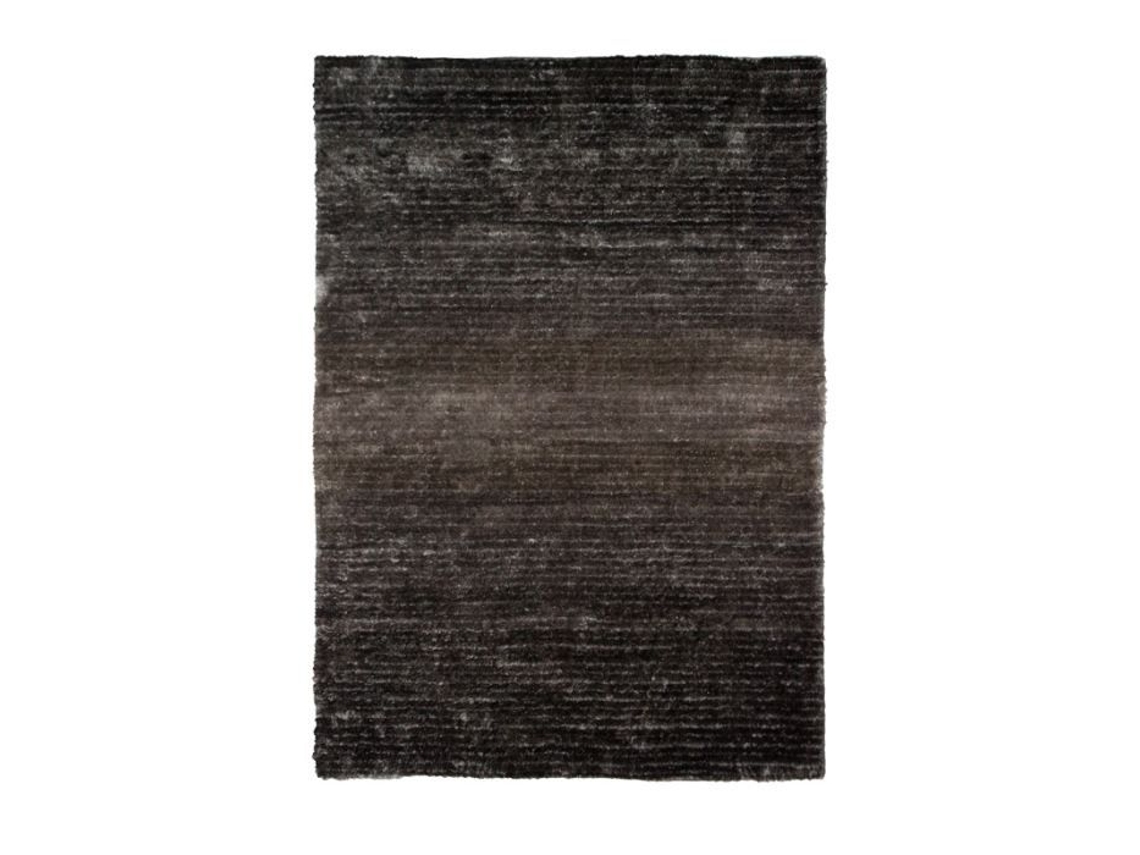 Tapete De Pelos Longos Efeito Sedoso Cinza Degradê 190x200