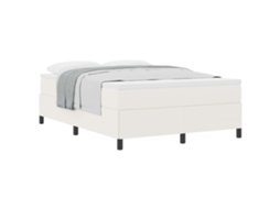 Cama De Casal | Camas Para Quarto | Cama Box Creme 140 X 190 Cm Tecido De Veludo Cotele