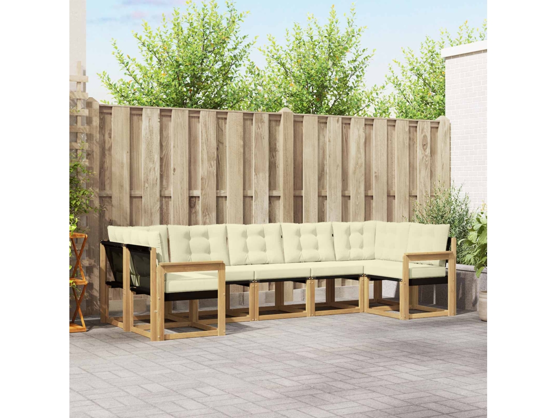 Vidaxl Conjunto De Sofás Para Exterior 7 Unid. Branco E Creme