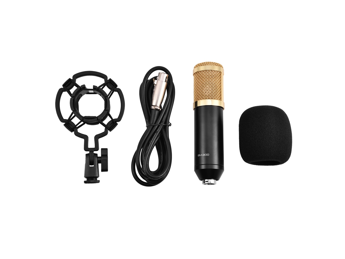 Micrófono Condensador Con Cable 3.5mm Para Grabación Estudio Con Soporte Anti-shock