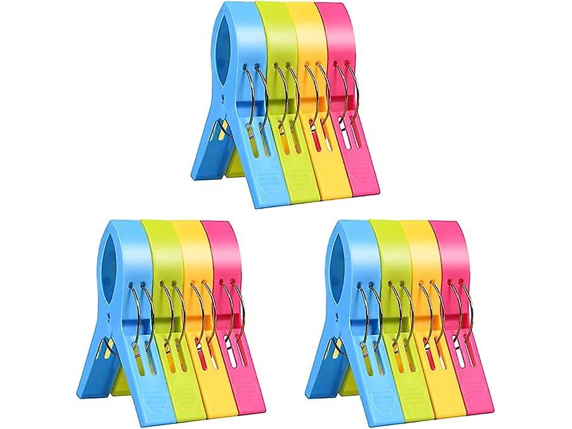Rebe pinzas para Toallas de Playa, Resistentes, Clip Antiviento de Plástico Grande para Toallas, Colchas, Ropa Y Manteles (12 Unidades)