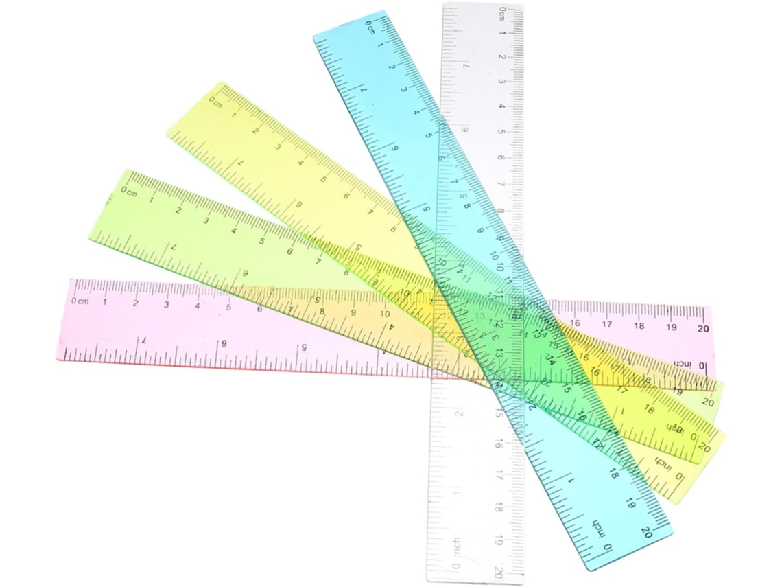 Régua De Plástico Angooily 20cm, Conjunto De 5 Peças, Superfície Lisa E Fácil De Usar, Ferramenta De Medição E Desenho