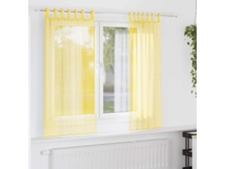 Vidaxl Cortinas De Voile Com Laços 2 Pcs Amarelo 140x175 Cm