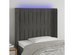 Vidaxl Cabeceira Cama C/ Luzes Led Veludo 83x16x118/128cm Cinza-escuro