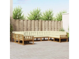 Vidaxl Conjunto De Sofás Para Exterior 9 Unid. Natural E Creme