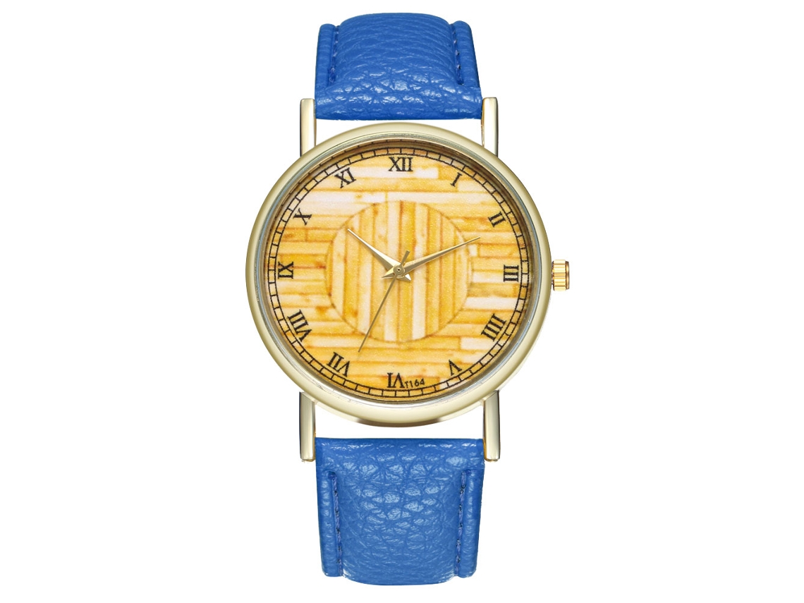 Relógio de pulso analógico de quartzo com mostrador redondo elegante (azul royal)