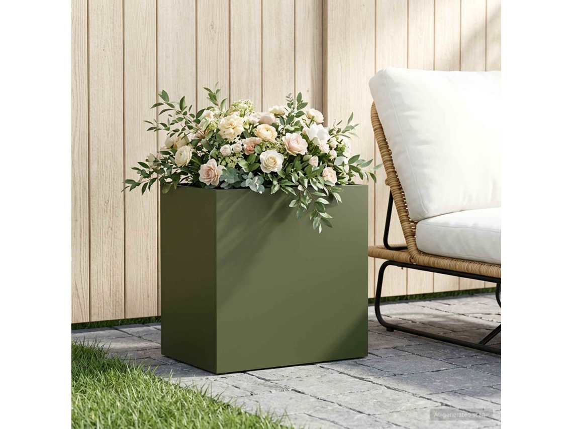 Vidaxl Vaso De Jardim Verde-azeitona 50 X 30 X 40 Cm