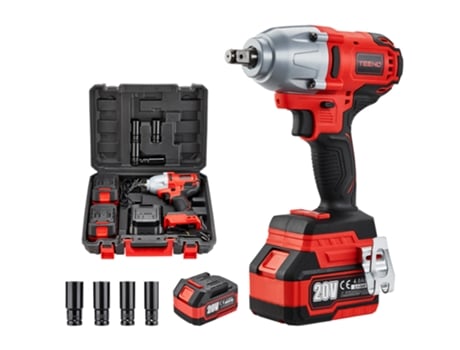 Chave De Impacto De Lítio Sem Escova 20v, Baterias De Íons 4,0ah, 600n.m, Duas Baterias Teeno