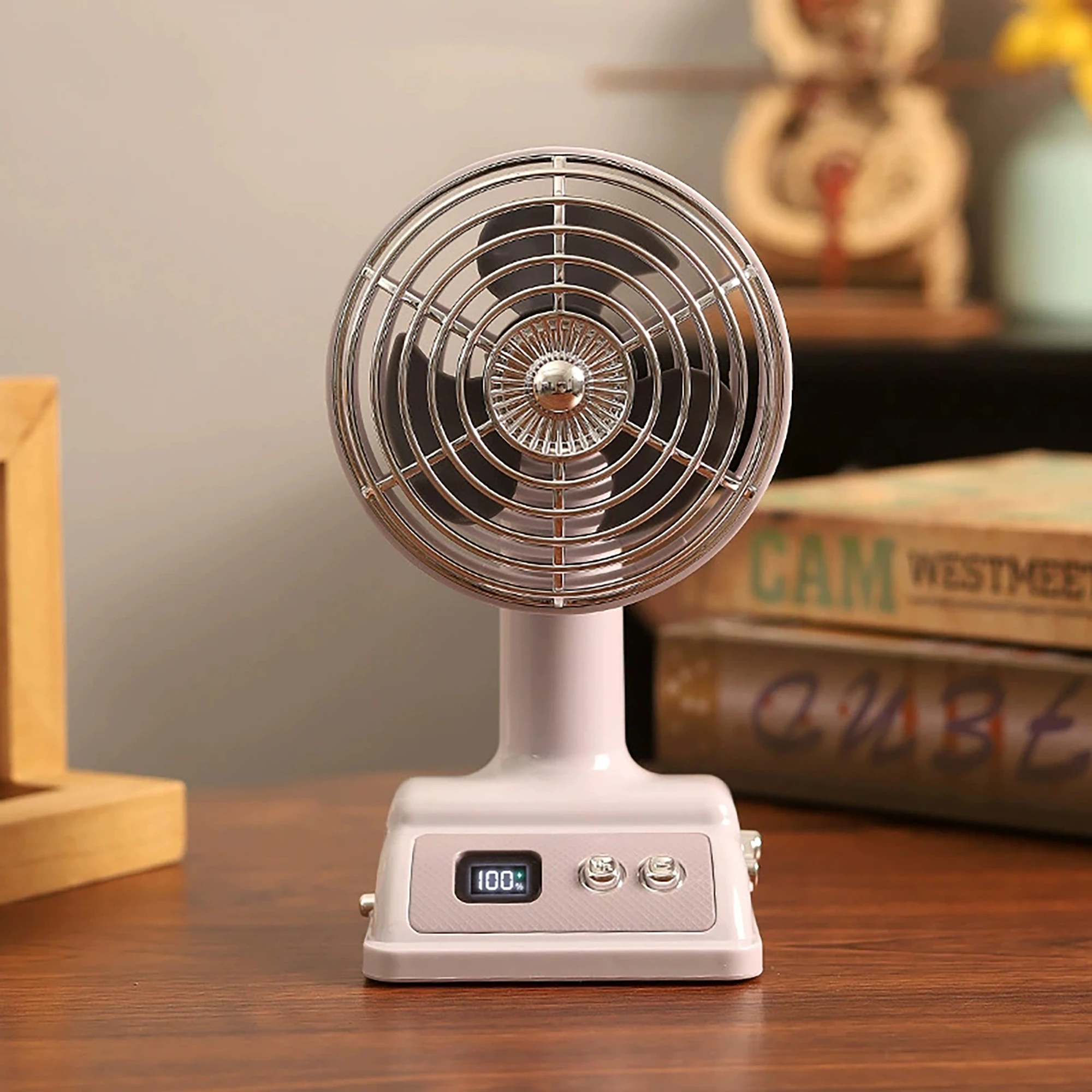 Ventilador De Mesa Clássico Retrô (roxo), Recarregável